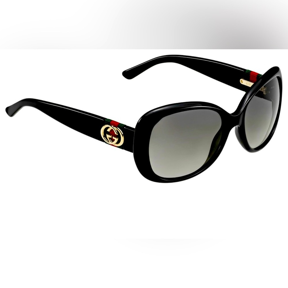 🔥😎AUTHENTIC GUCCI😎🔥 Logo Oversized Round Frame Polarized Sunglasses in Black